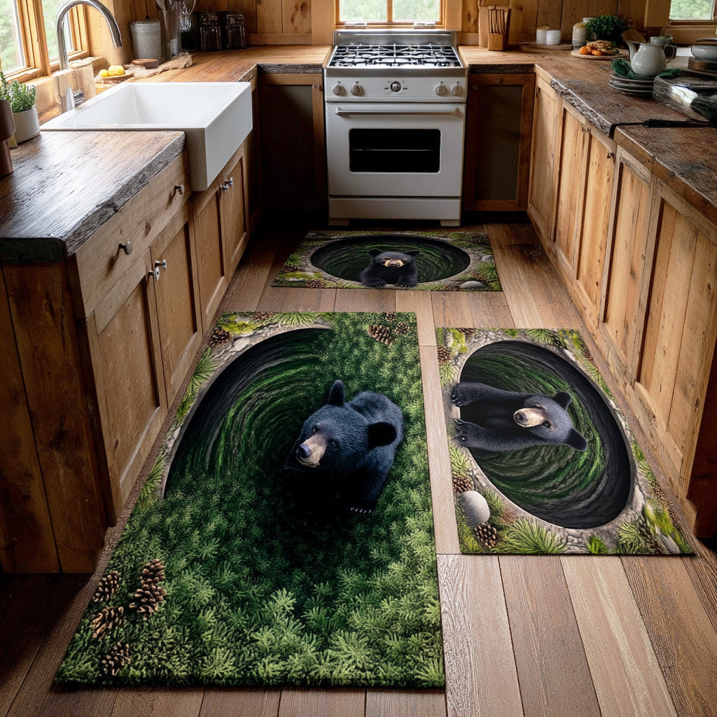 Forest Strength Quilted Kitchen Mat Set