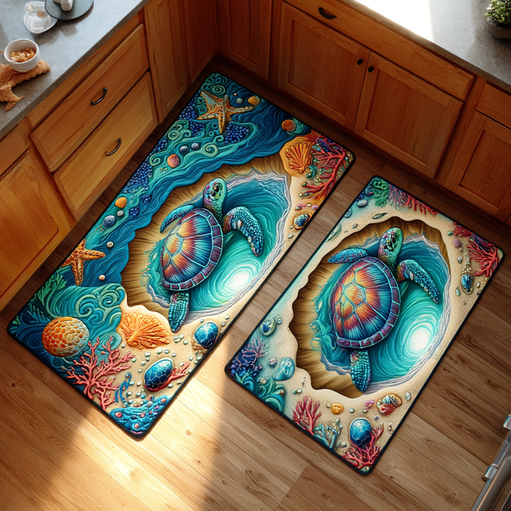 Seaside Refuge Quilted Kitchen Mat Set