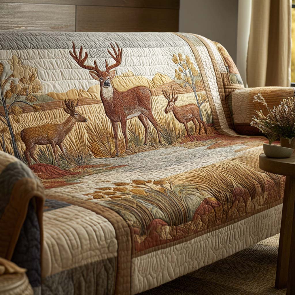 Hidden Deer Quilted Sofa Cover