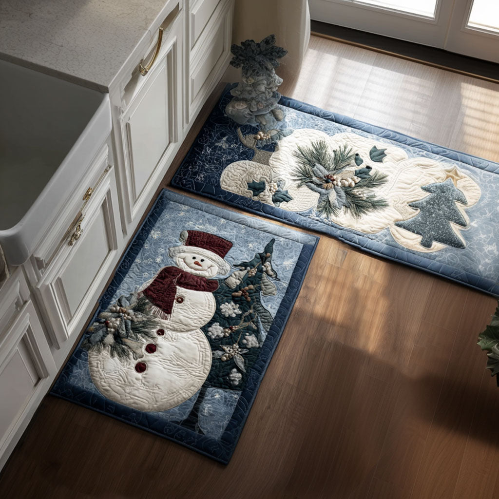 Frosty Friends Quilted Kitchen Mat Set