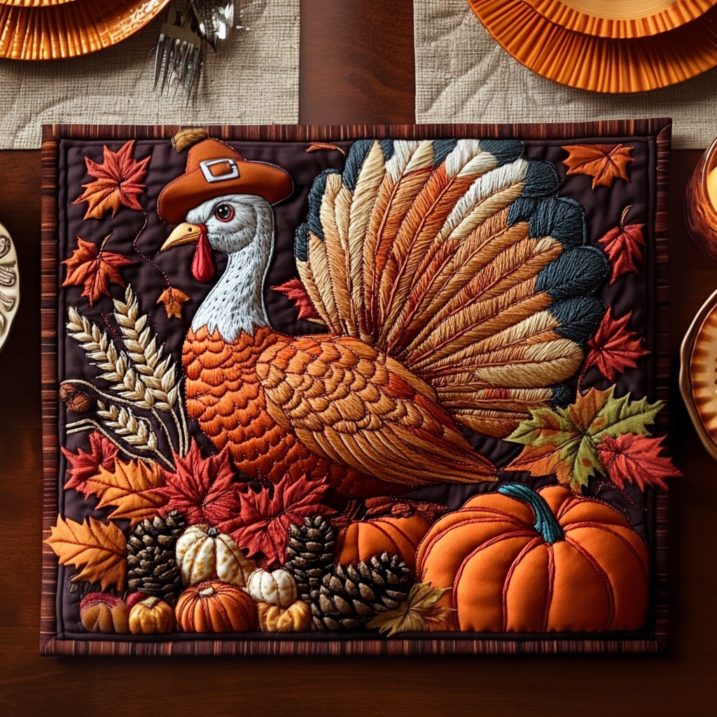 Thanksgiving Turkey Quilted Placemats