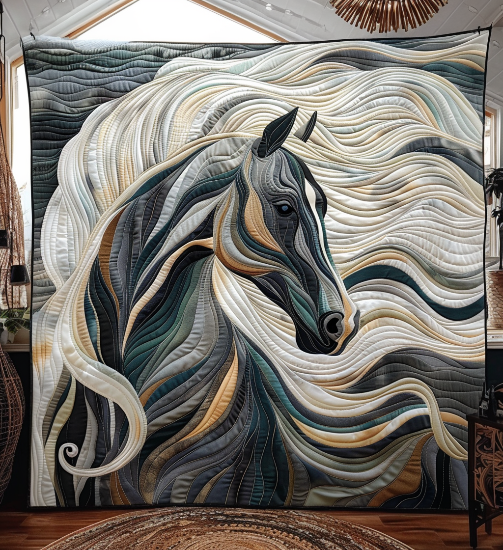 Graceful Horse Quilted Blanket