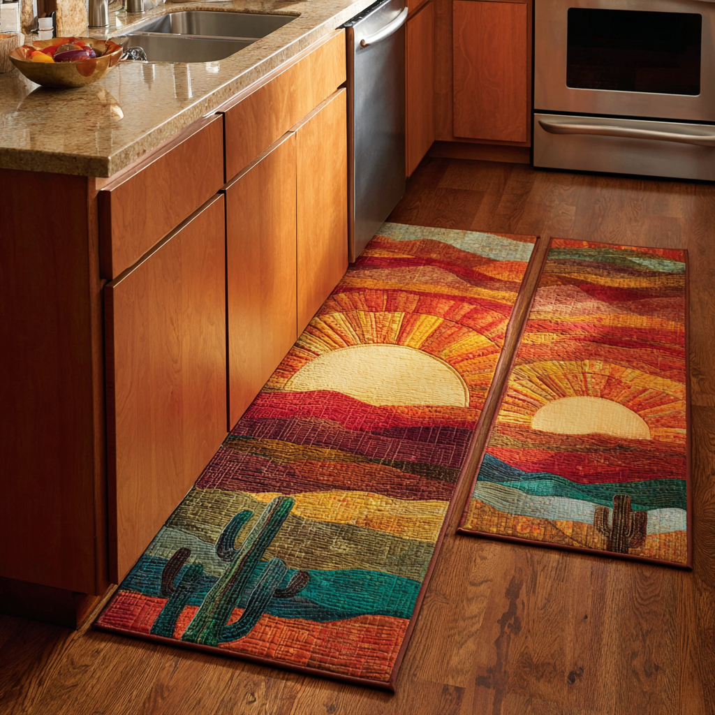 Desert Chic Quilted Kitchen Mat Set