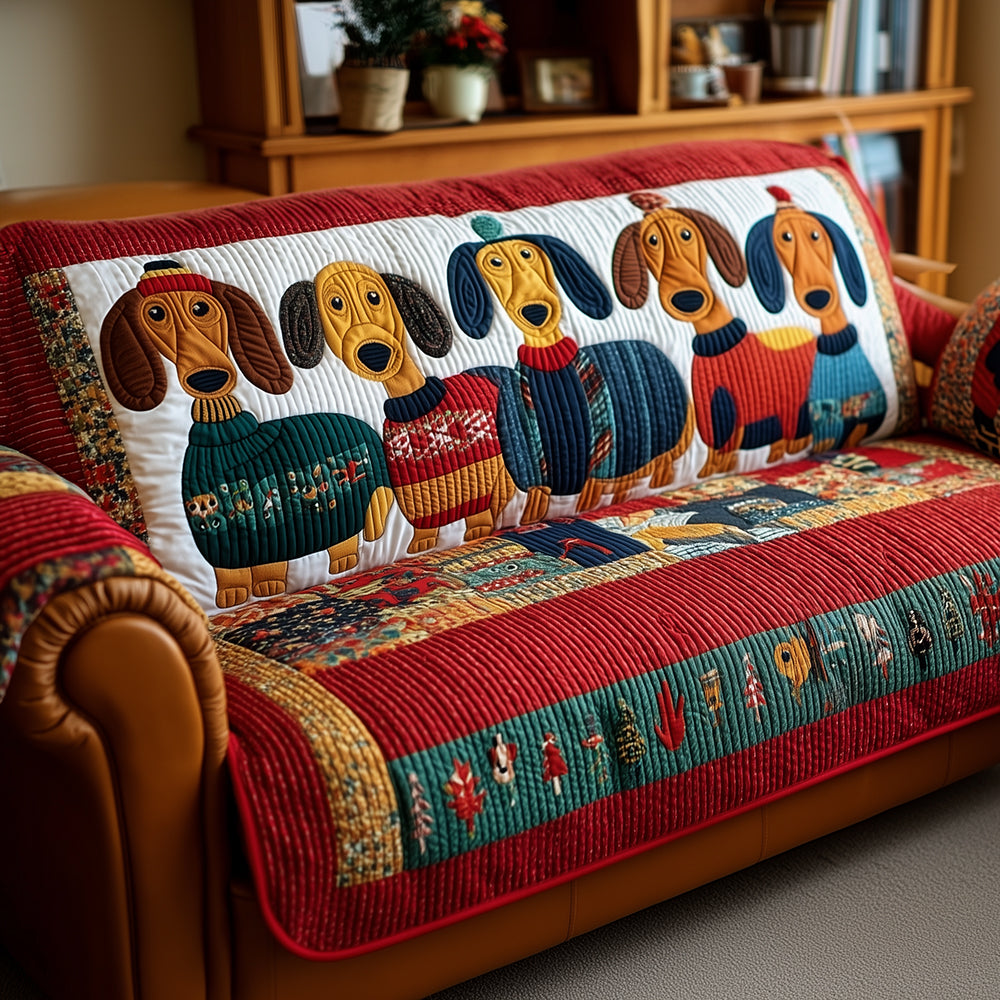 Dachshund Charm Quilted Sofa Cover