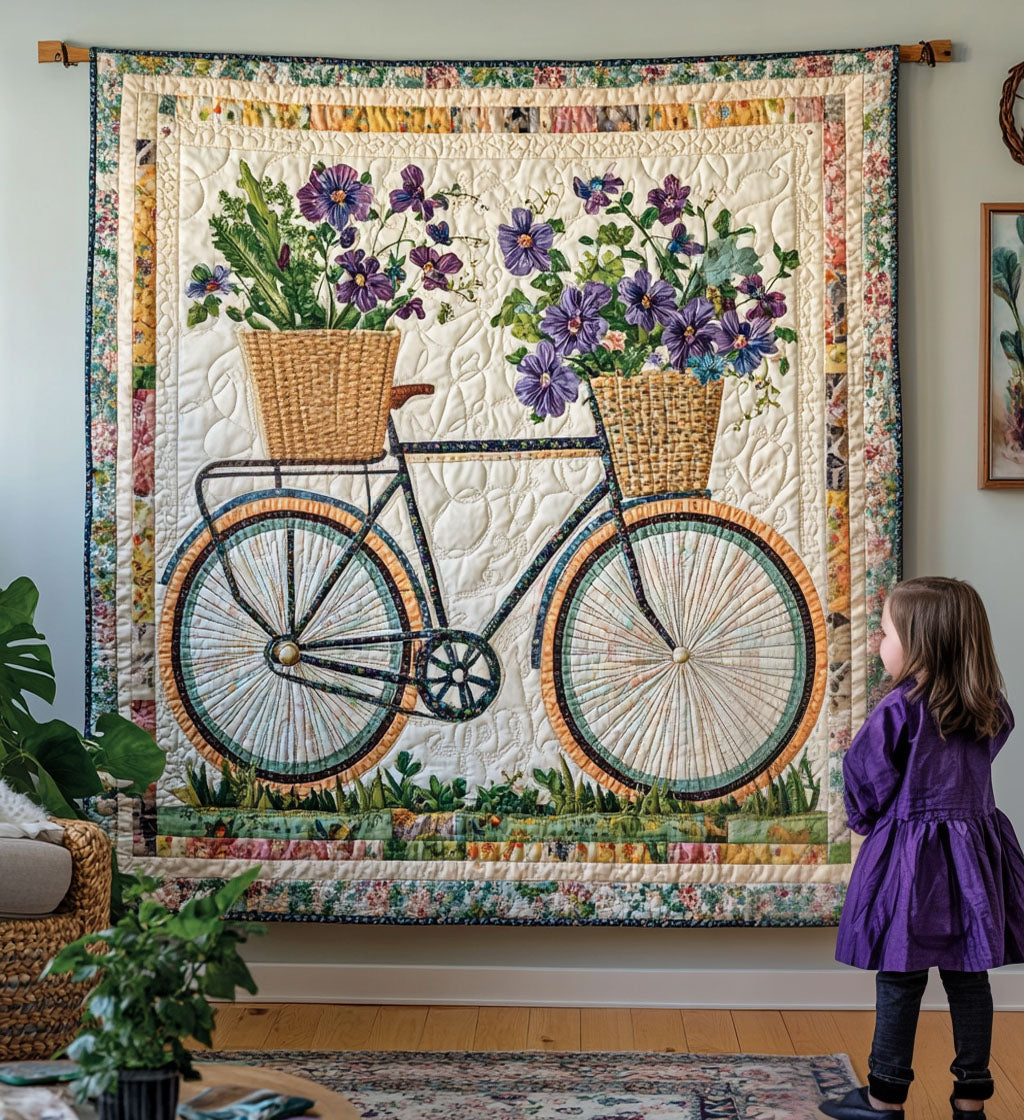 Violet Bicycle Quilted Wall Art