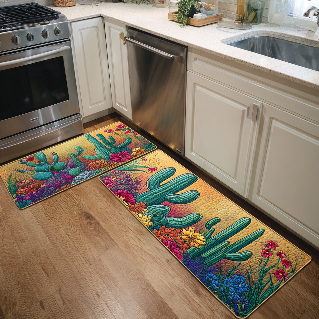 Desert Sunset Quilted Kitchen Mat Set