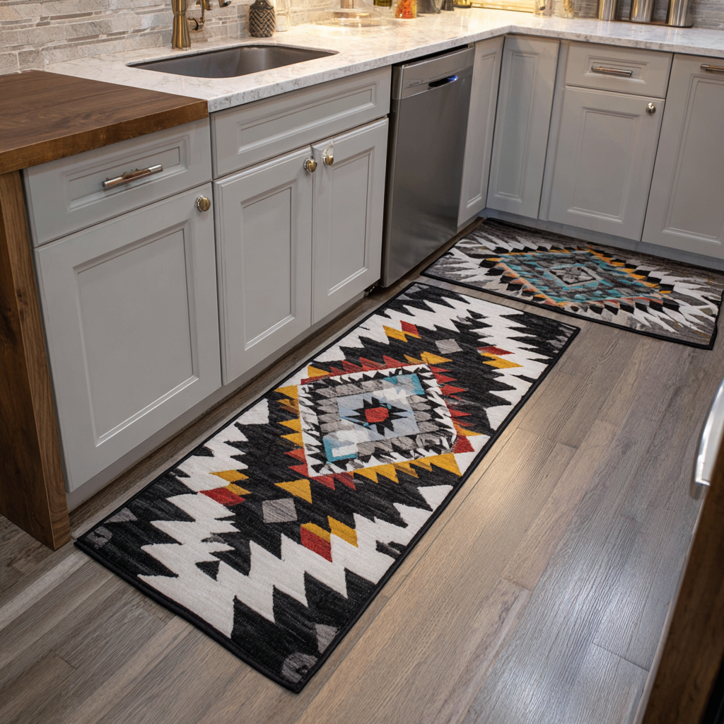 Warm Autumn Hues Quilted Kitchen Mat Set