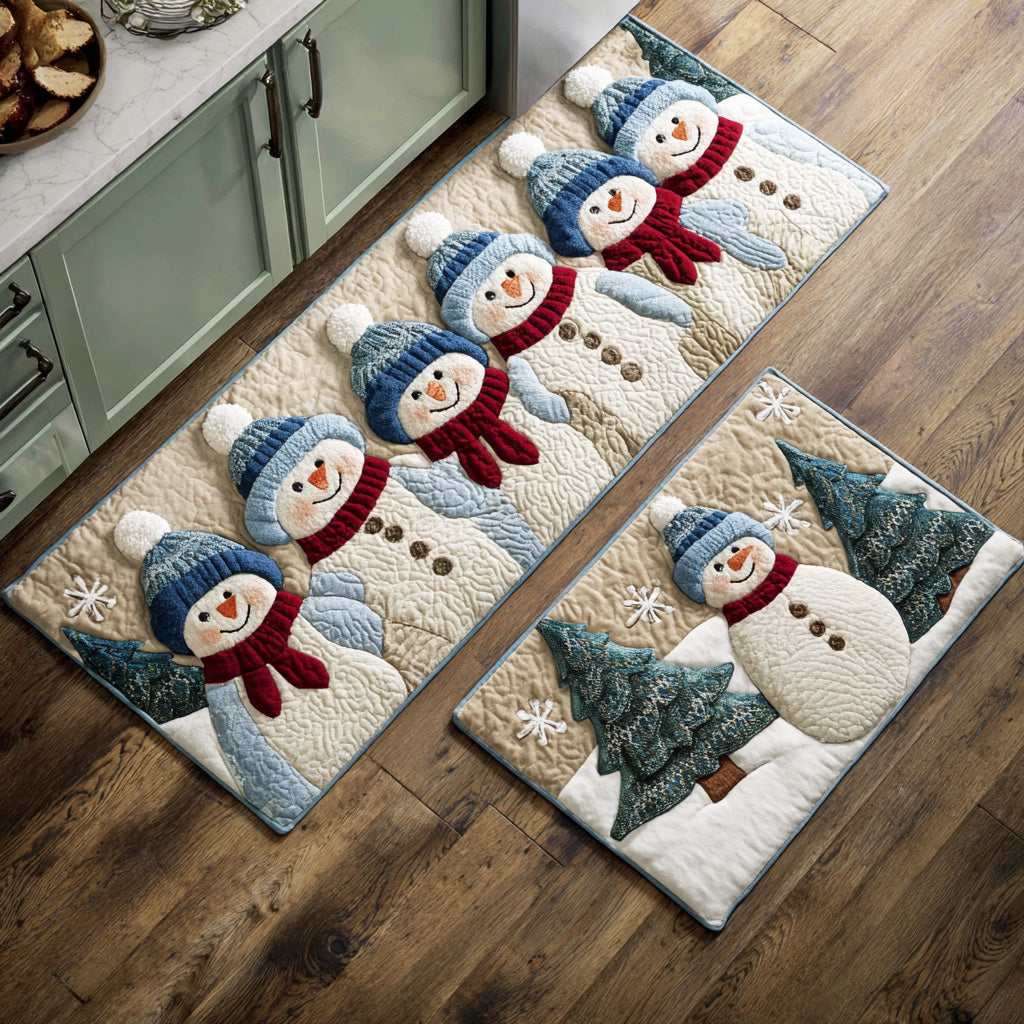 Soft Winter Light Quilted Kitchen Mat Set