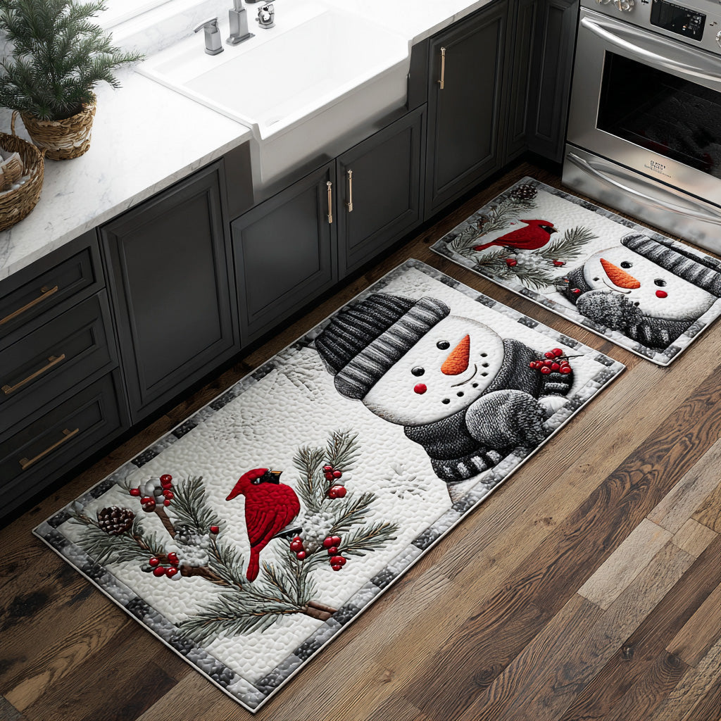 Morning Frost Quilted Kitchen Mat Set