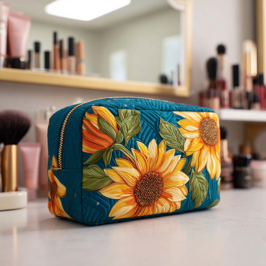 Cheerful Flower Quilted Toiletry Bag
