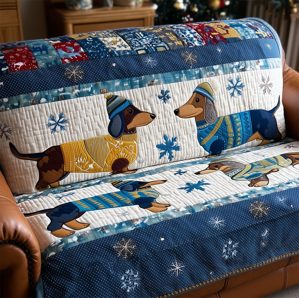 Pair of Dachshunds Quilted Sofa Cover
