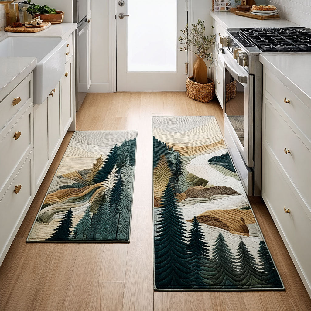 Lush Forest Quilted Kitchen Mat Set