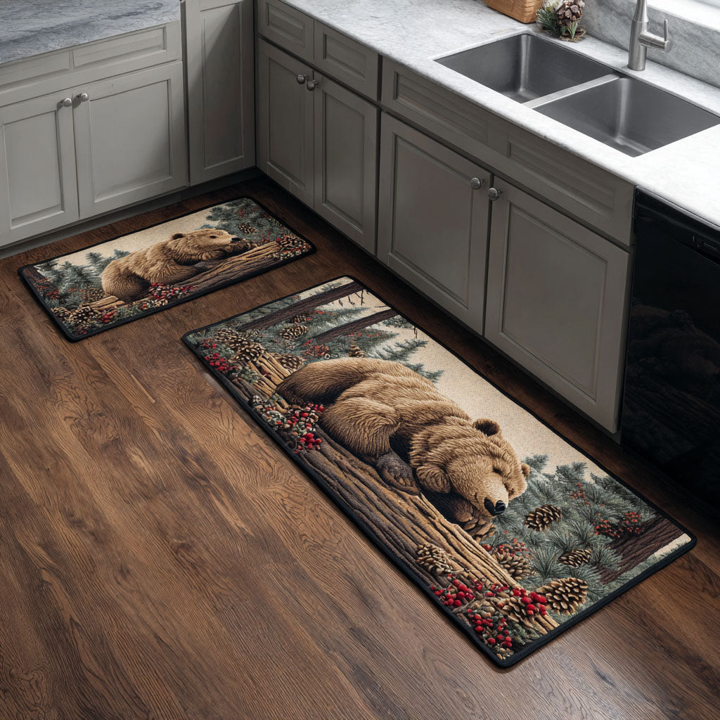 Majestic Bear Quilted Kitchen Mat Set