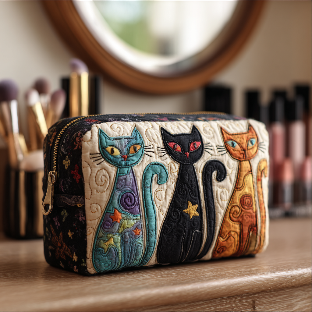 Glowing Kitten Quilted Toiletry Bag