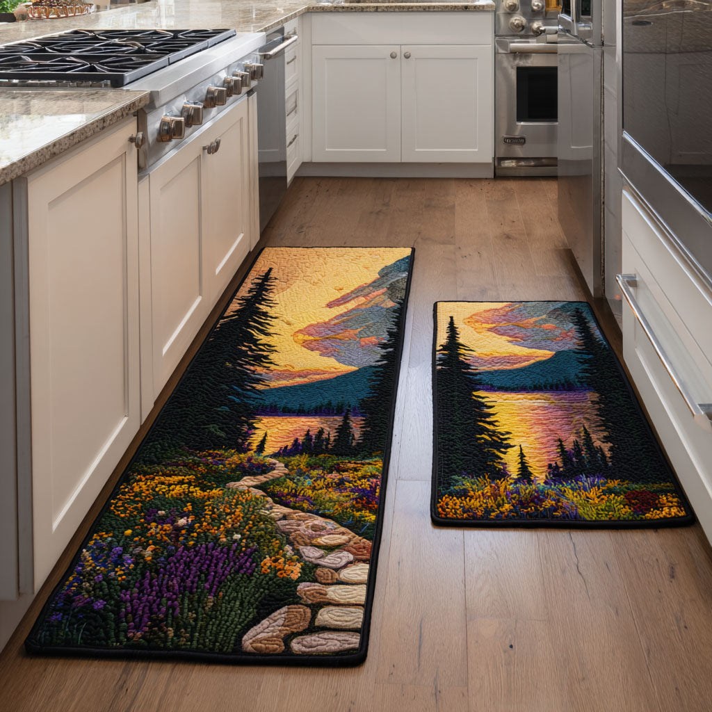 Lakeside Sunset Quilted Kitchen Mat Set
