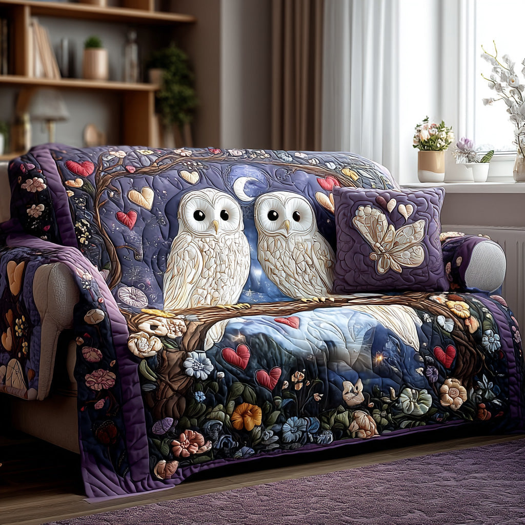 Nocturnal Owls Quilted Sofa Cover