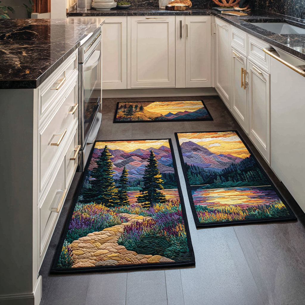Forest Plaid Quilted Kitchen Mat Set