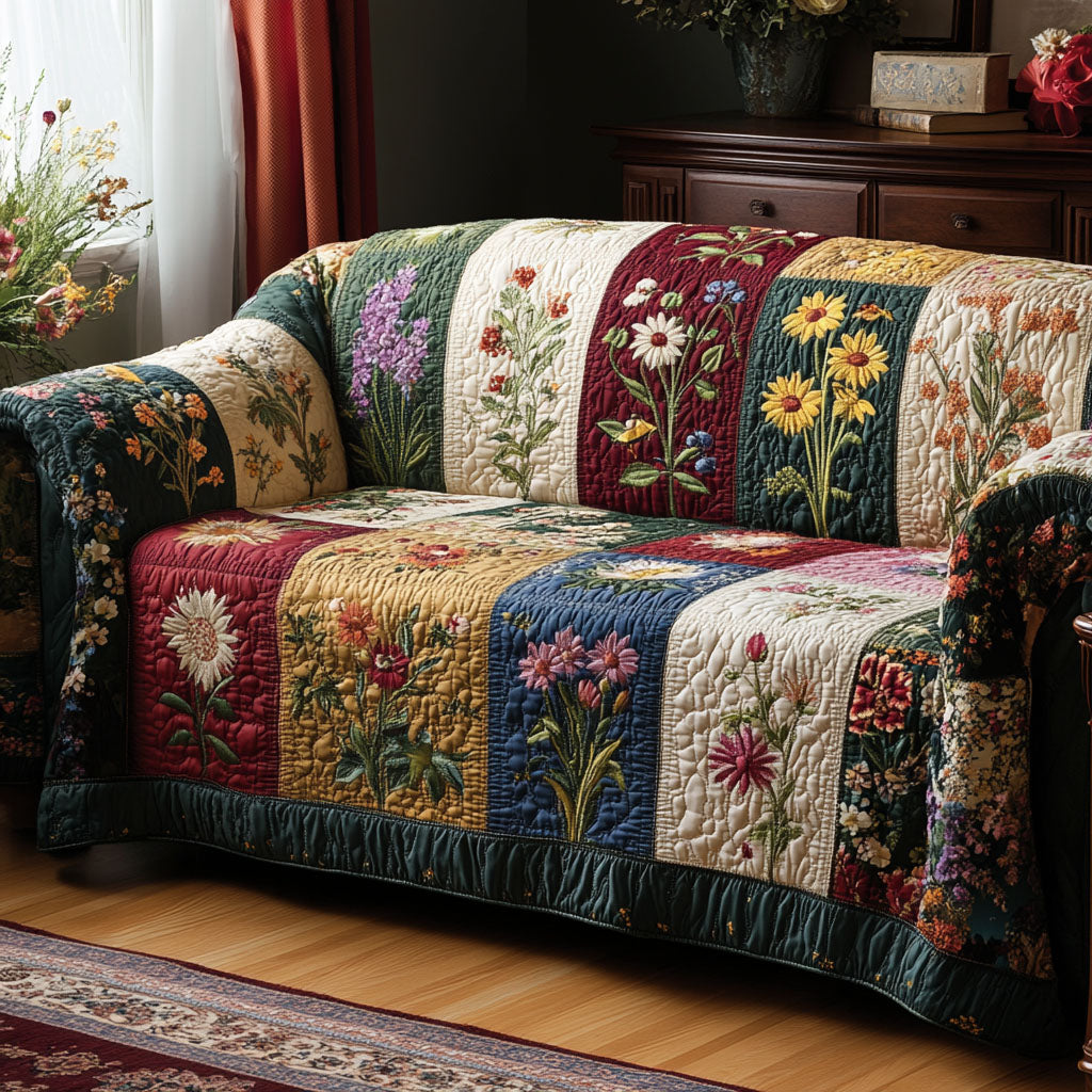 Cosy Garden Patchwork Quilted Sofa Cover