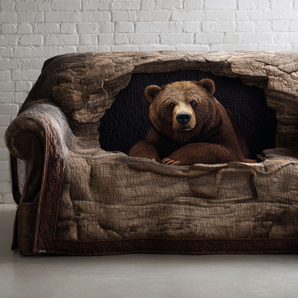 Grizzly Bear Quilted Sofa Cover