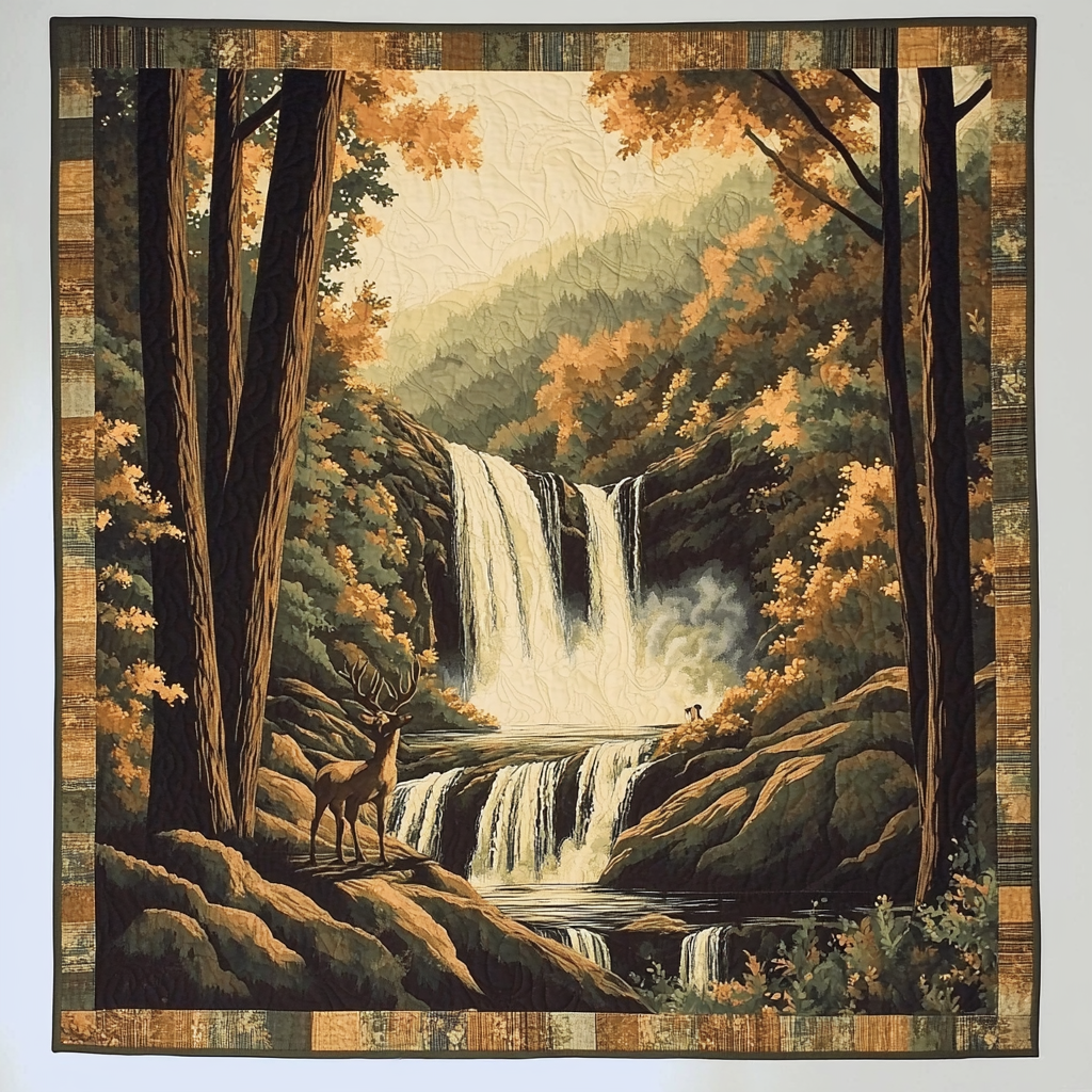 Autumn Waterfall Quilted Wall Art