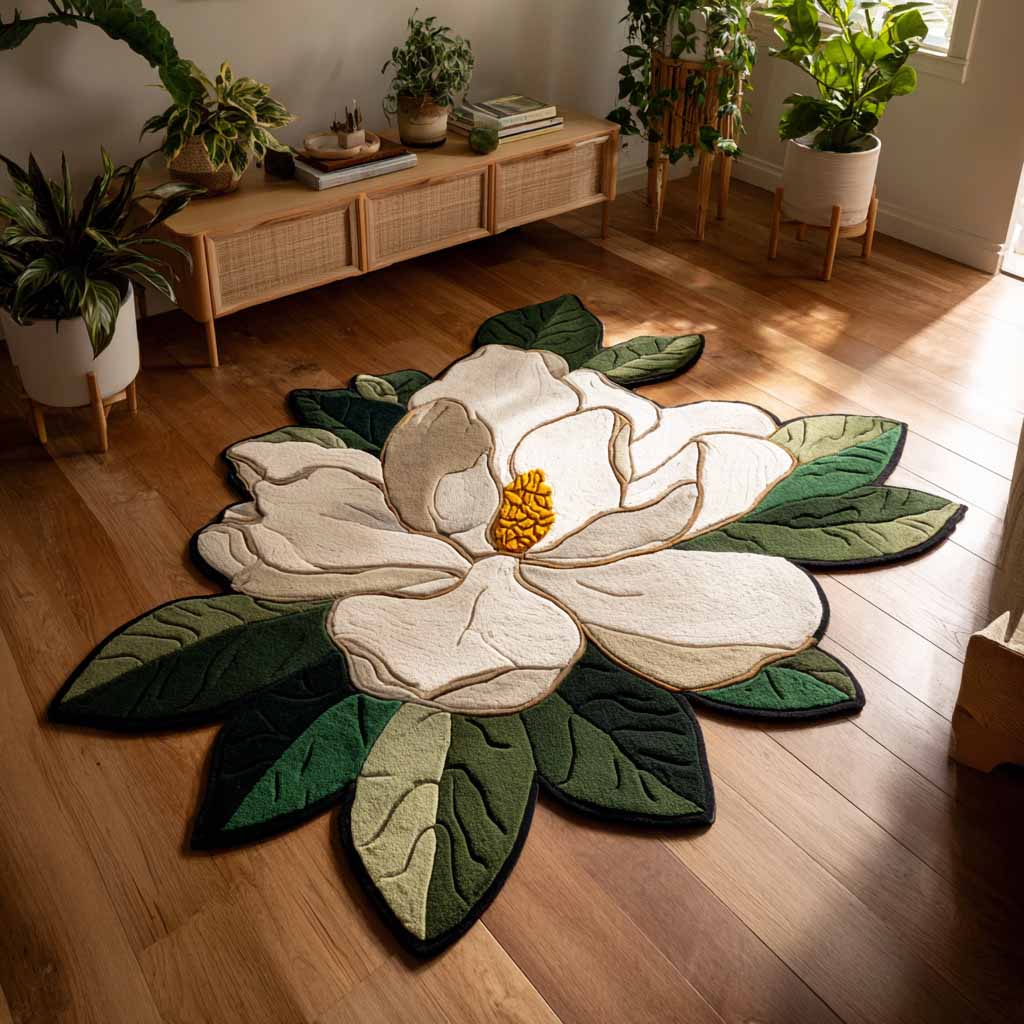 White Blossoms Quilted Area Rug