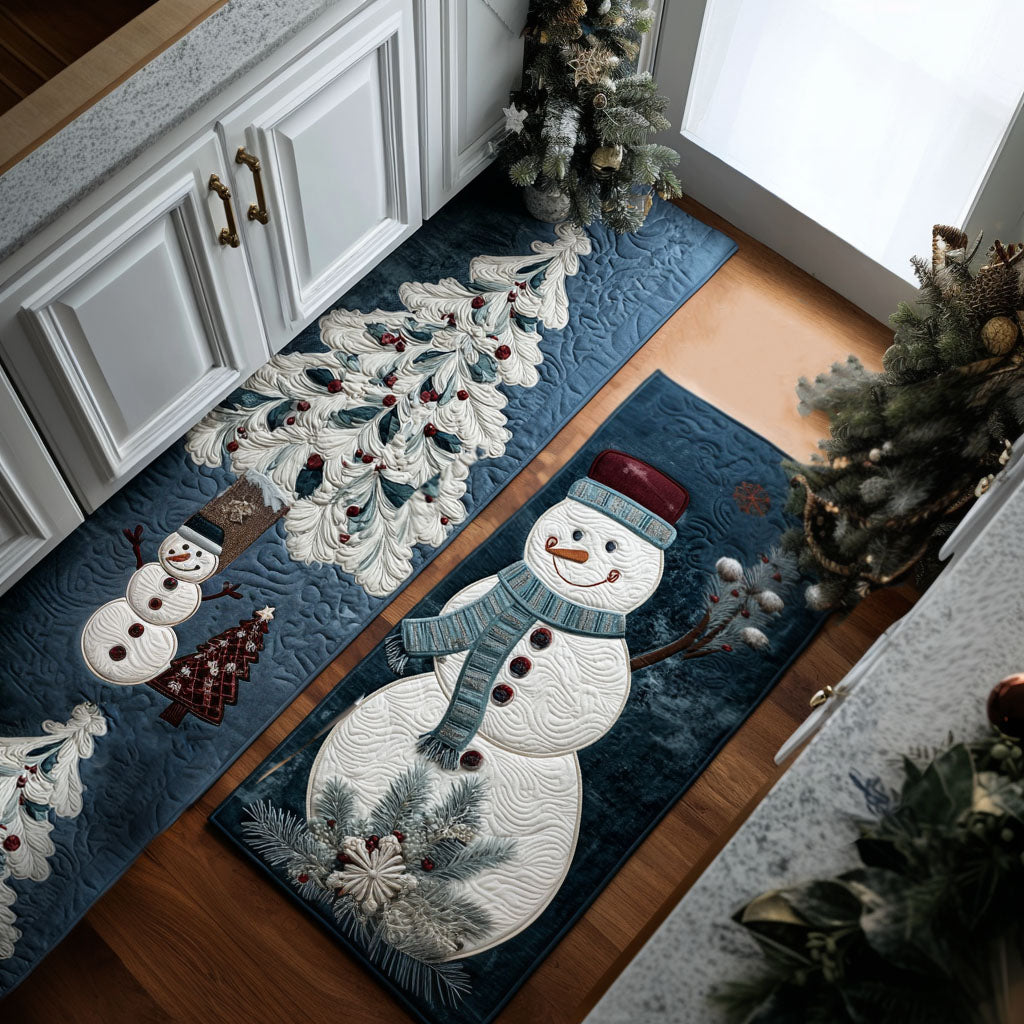Snowflake Branches Quilted Kitchen Mat Set