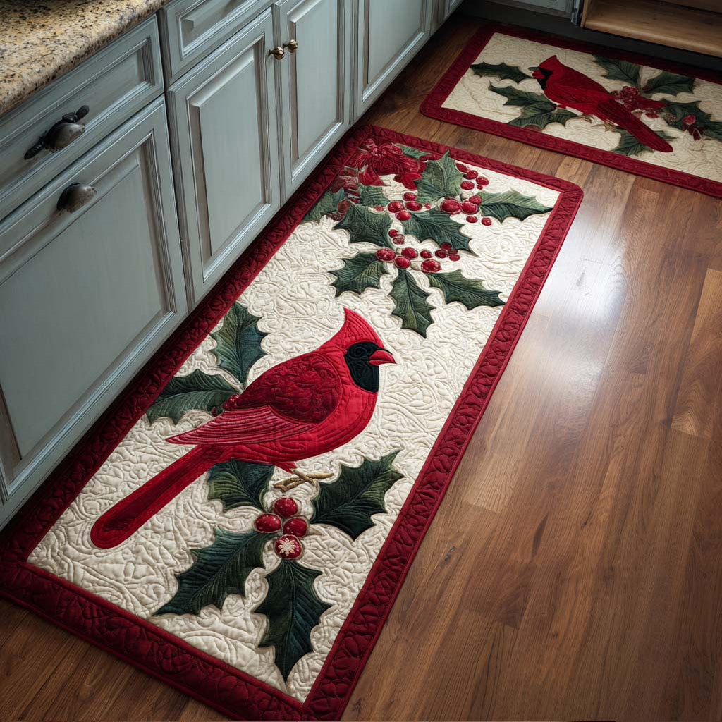 Holiday Spirit Quilted Kitchen Mat Set