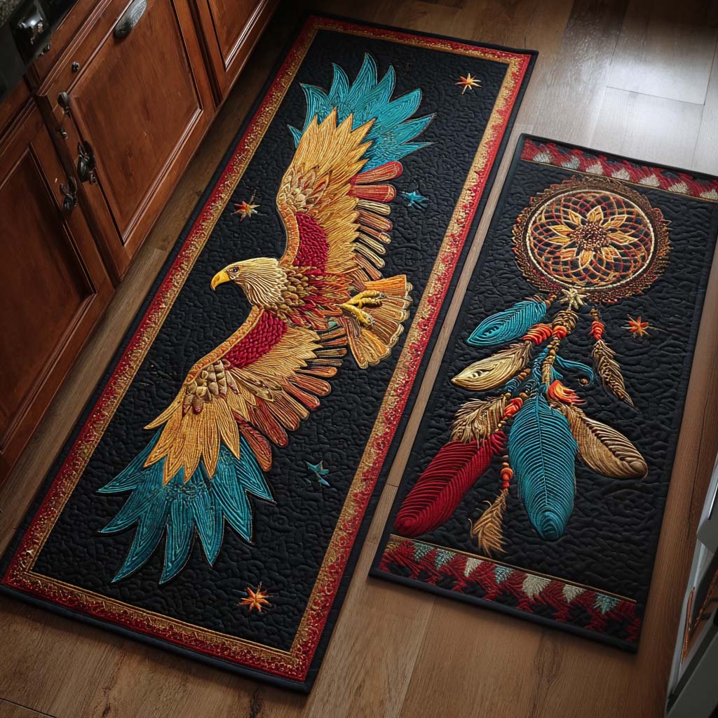 Wild Eagle Quilted Kitchen Mat Set