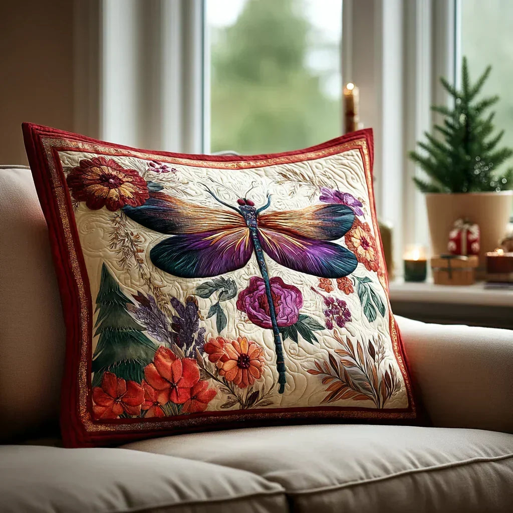 Magical Dragonfly Quilted Pillow Sham