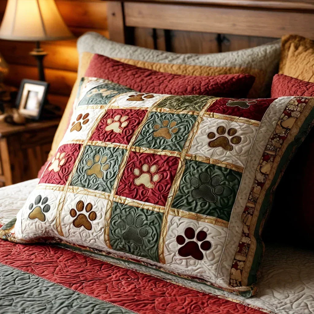 Scarlet Paws Quilted Pillow Sham