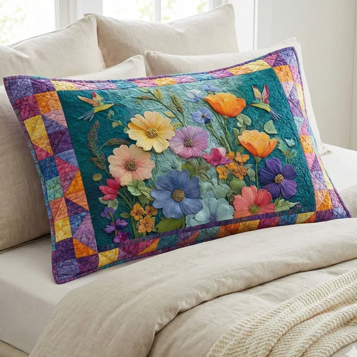 Soft Petal Dreams Quilted Pillow Sham
