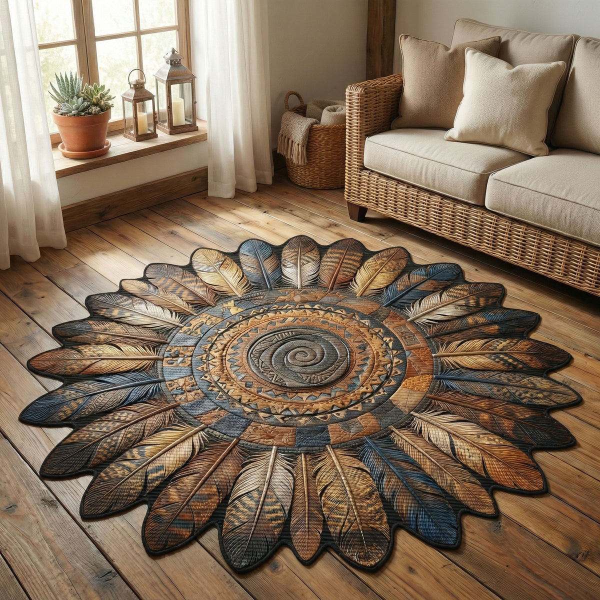 Copper Canyon Sunburst Quilted Area Rug