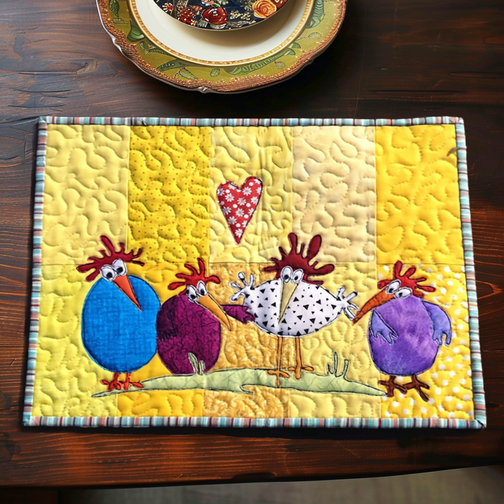 Country Chicken Garden Quilted Placemats