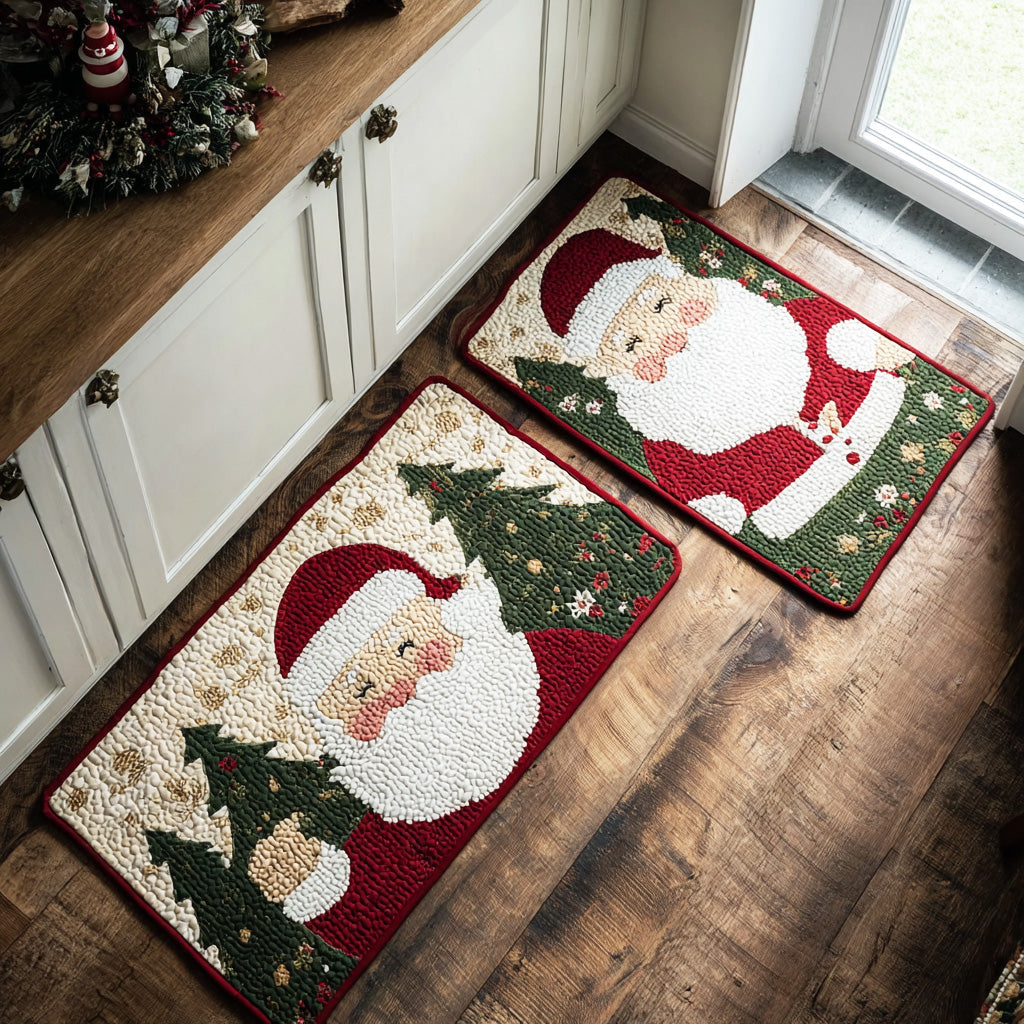 Christmas Glow Quilted Kitchen Mat Set