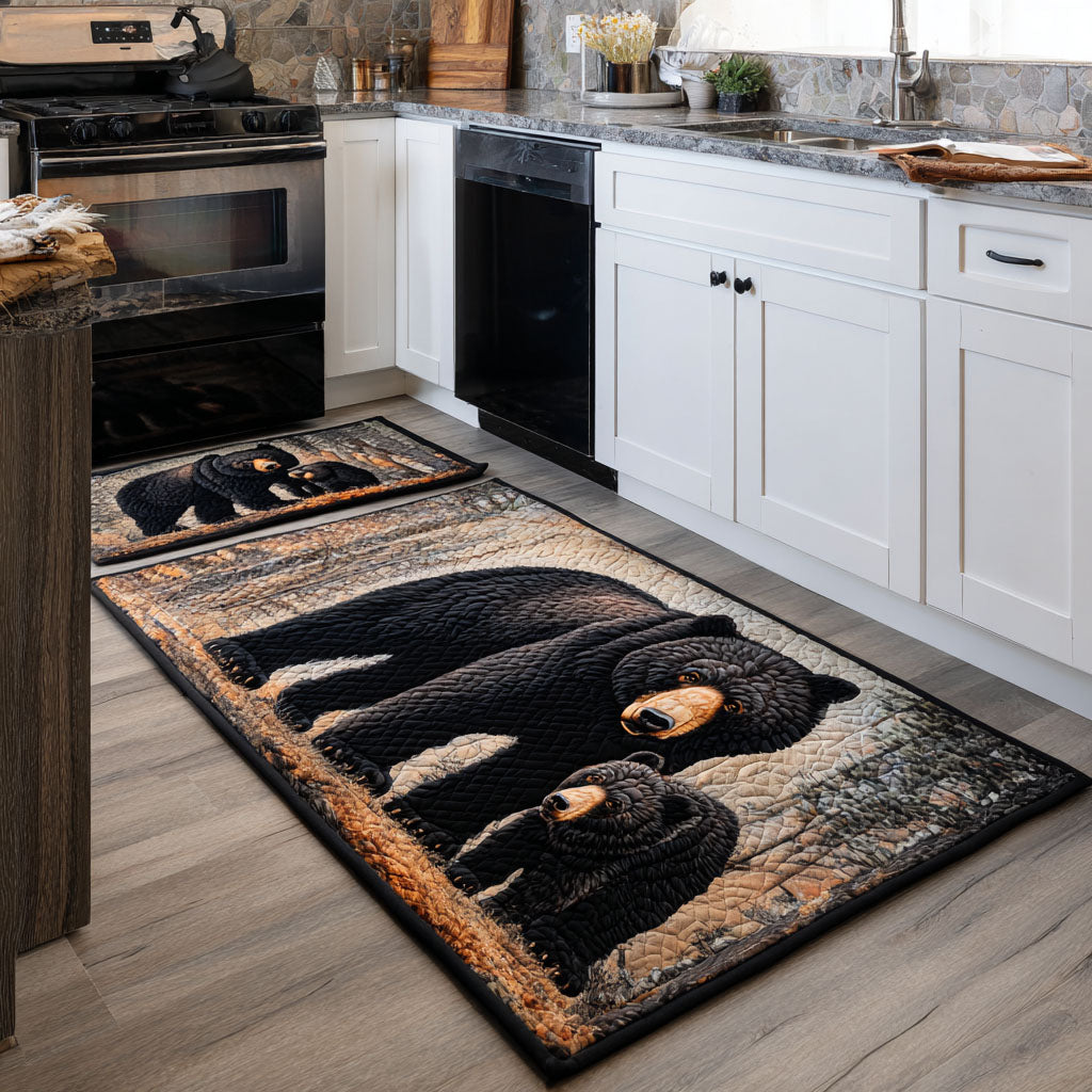 Bear Family Quilted Kitchen Mat Set
