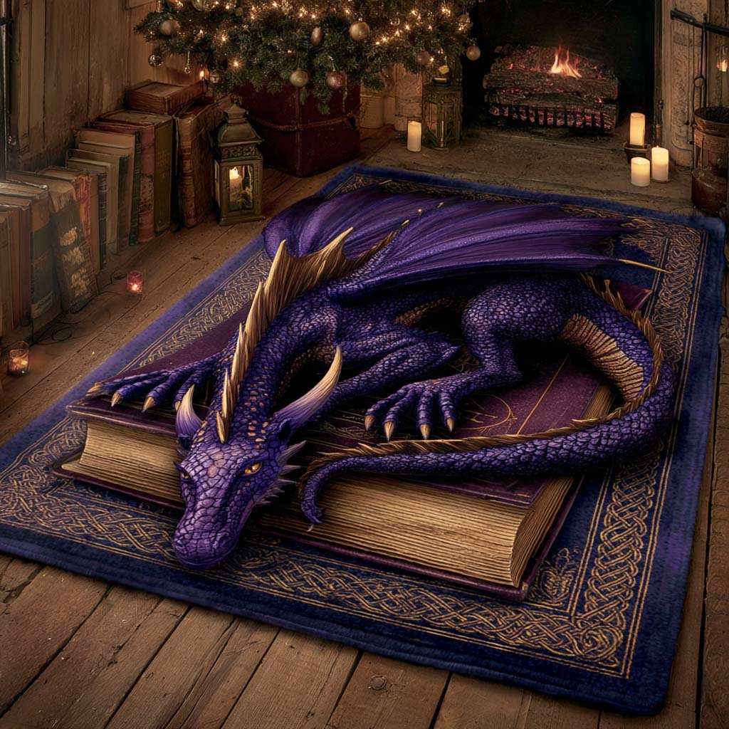Enchanted Amethyst Dragon Quilted Area Rug