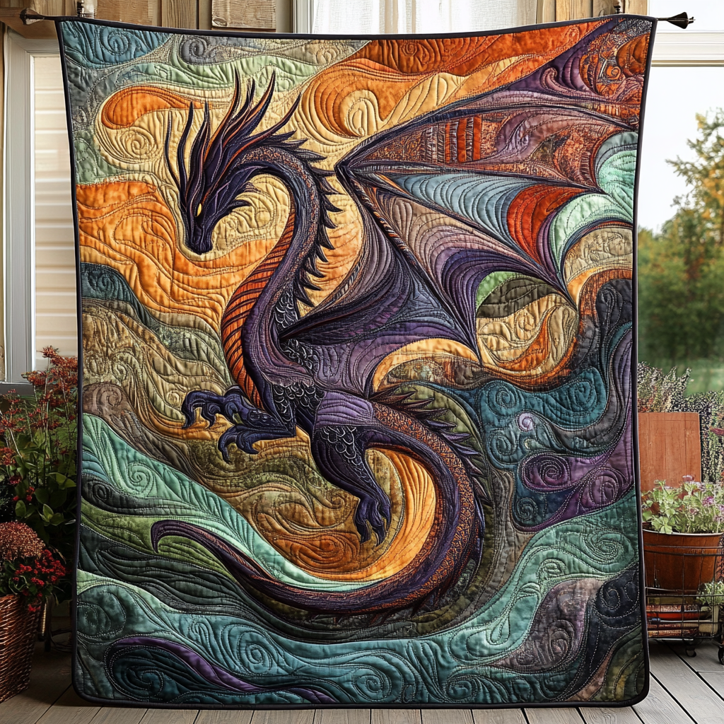 Twilight Dragon Quilted Blanket