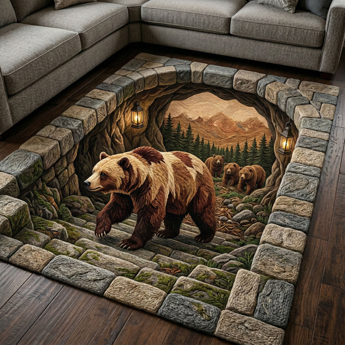 Alpine Bear Quilted Area Rug