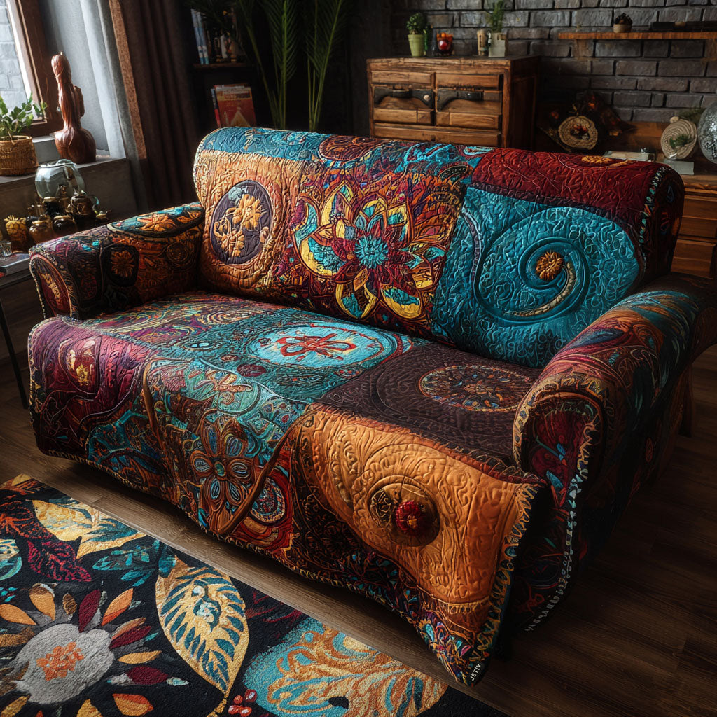 Harmonious Blooms Quilted Sofa Cover