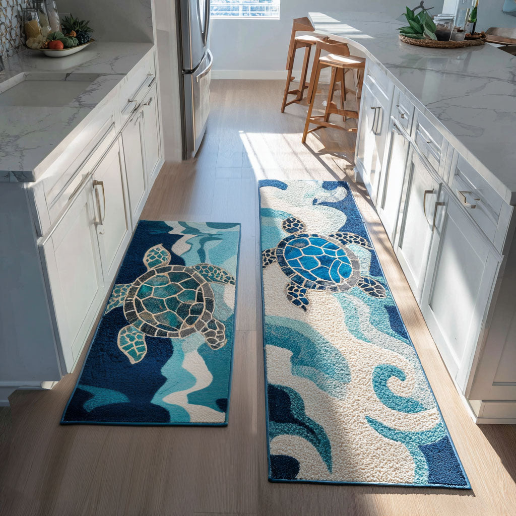 Shells by the Shore Quilted Kitchen Mat Set