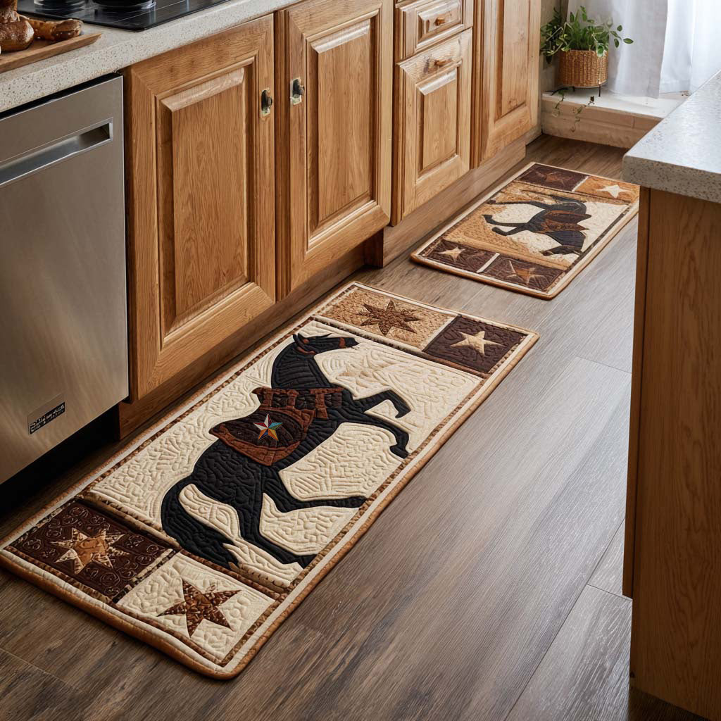 Star Horse Quilted Kitchen Mat Set
