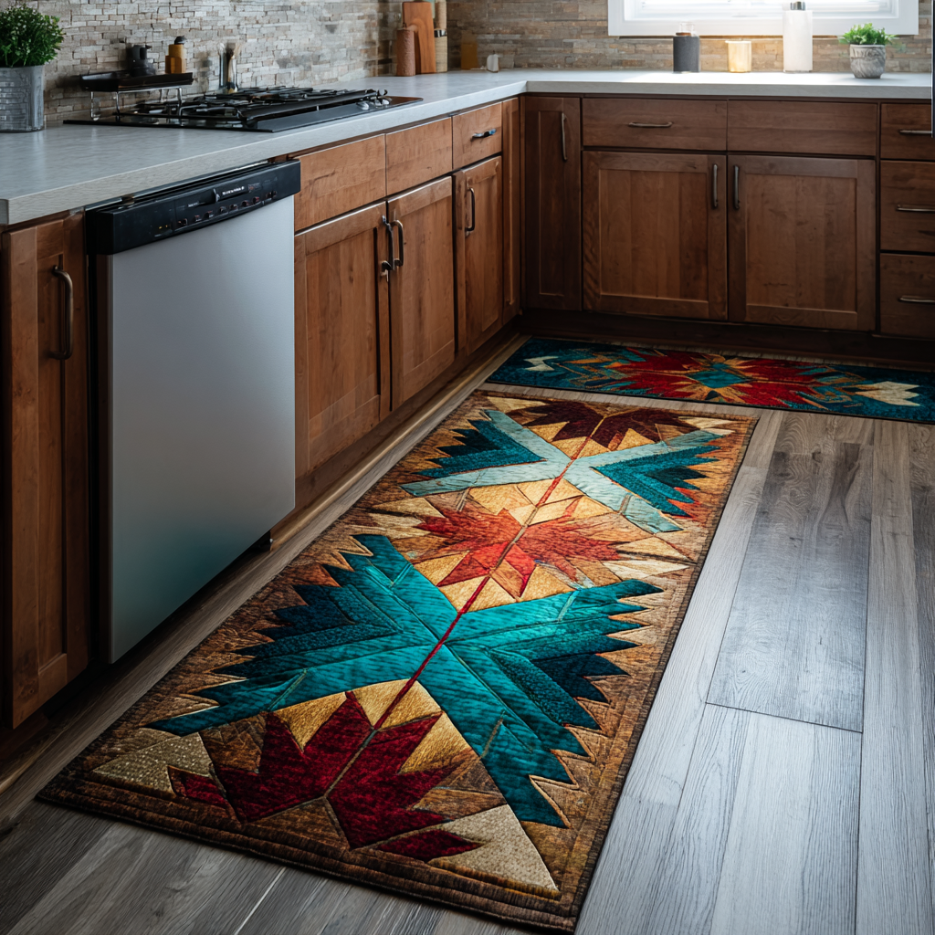 Rustic Lines Quilted Kitchen Mat Set