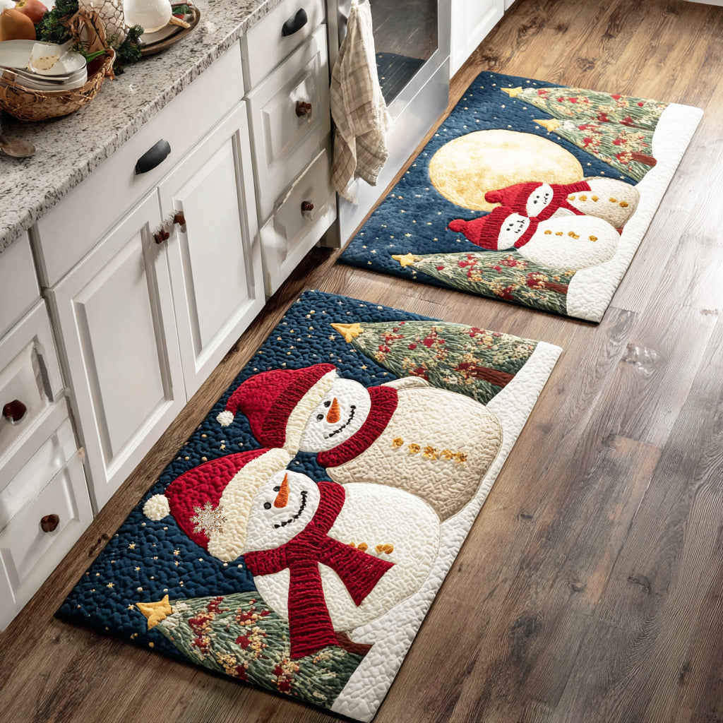 Snow Friends Quilted Kitchen Mat Set