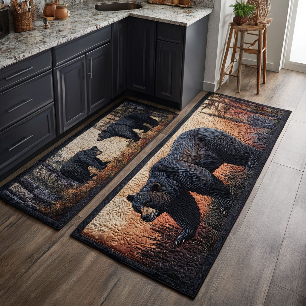 Bear Sanctuary Quilted Kitchen Mat Set