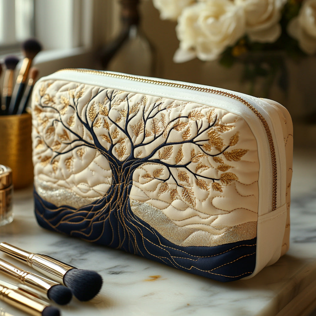 Golden Leaf Tree Quilted Toiletry Bag