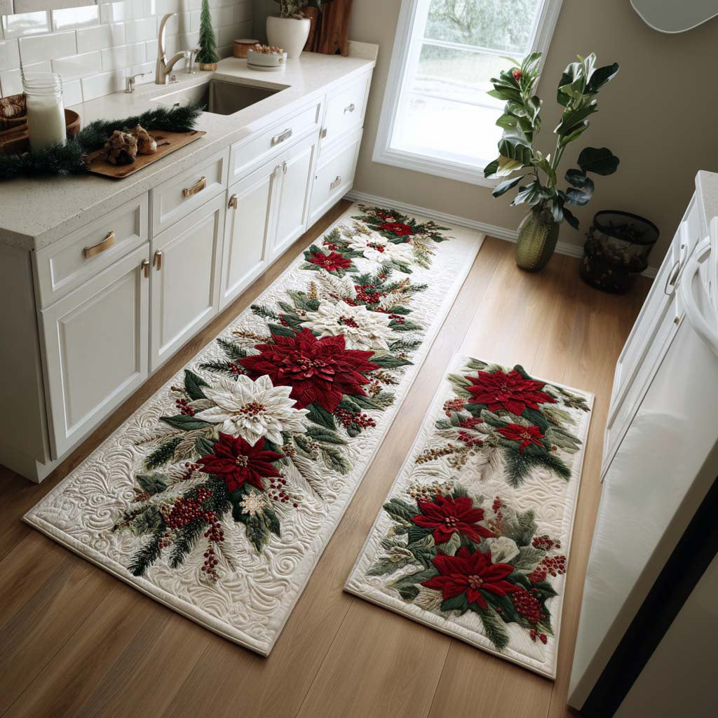 Festive Joy Quilted Kitchen Mat Set