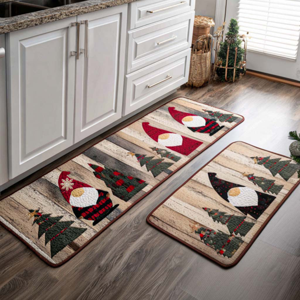 Sparkling Snow Quilted Kitchen Mat Set