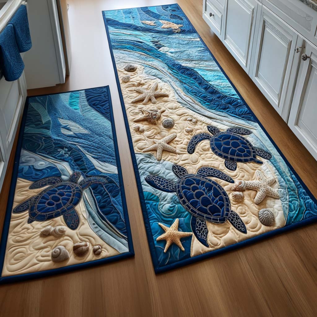 Beach Traveler Quilted Kitchen Mat Set