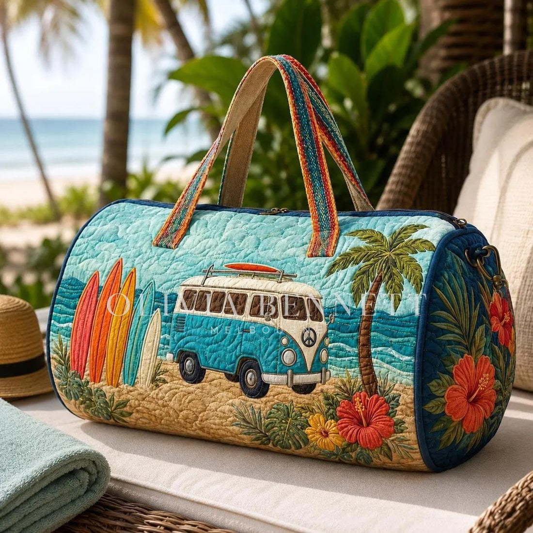 Tropical Surf Escape Quilted Duffle Bag