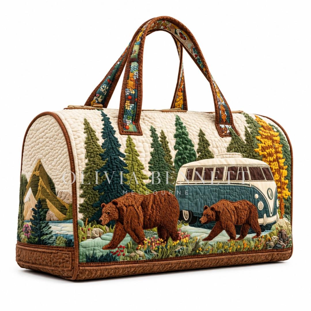 Bear Country Camper Quilted Duffle Bag